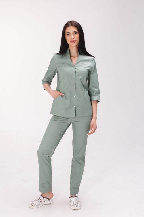 Komplet medyczny damski Elżbieta w kolorze oliwkowym