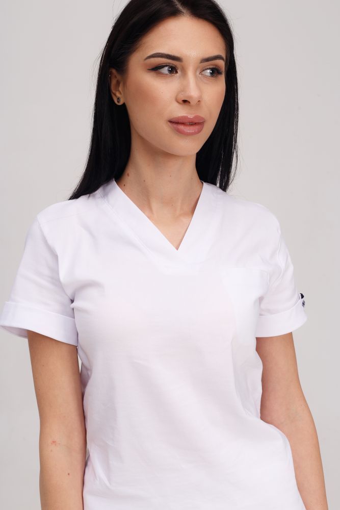 Komplet medyczny damski Marcel w kolorze białym - obrazek 3