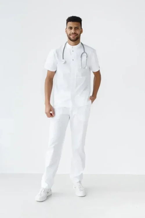 Komplet medyczny męski Boston w kolorze białym
