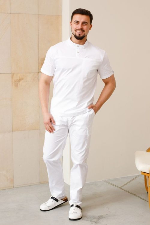 Komplet medyczny męski Denver w kolorze białym