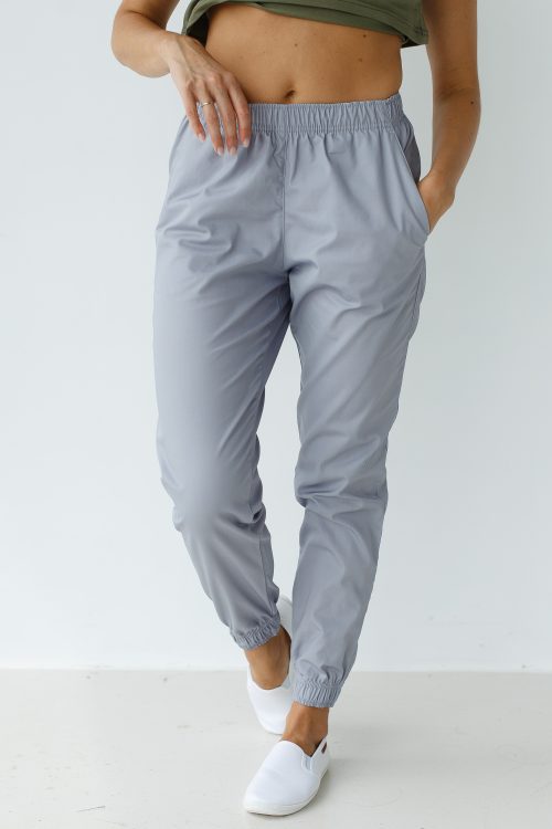 Damskie spodnie medyczne joggery szare