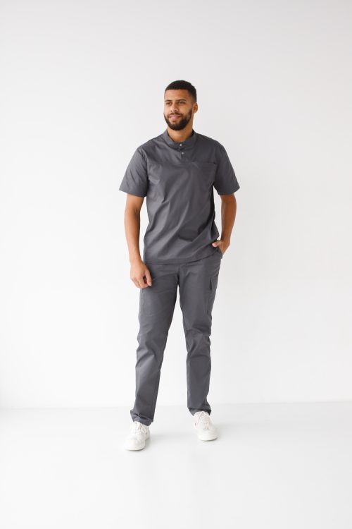 Męski strój medyczny Denver w kolorze ciemnoszarym