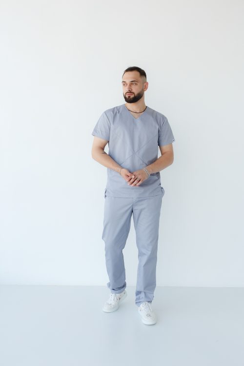 Męski strój medyczny Denver w kolorze szarym