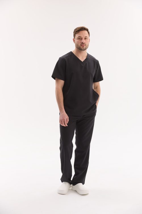 Męski strój medyczny chirurgiczny Portland w kolorze czarnym