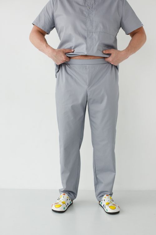 Męskie spodnie medyczne Boston szare +SIZE