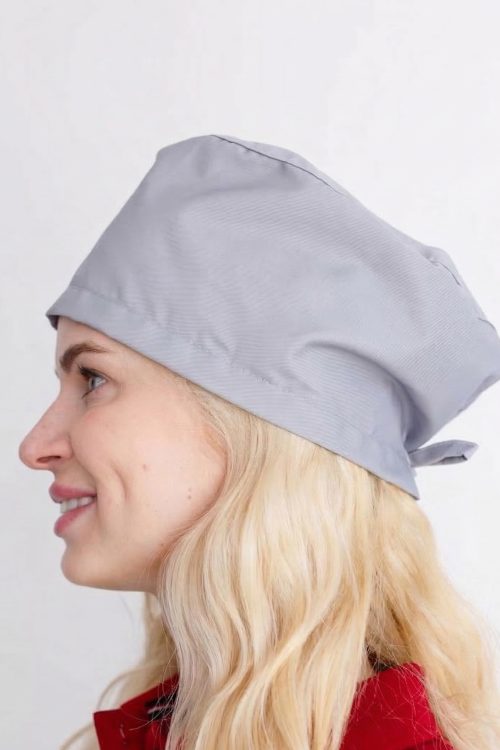 Klasyczna czapka medyczna z wiązaniami w kolorze szarym (Elite Stretch)