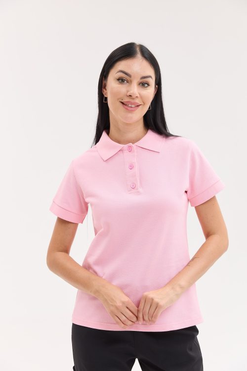 Damskie polo medyczne białe NEW różowy